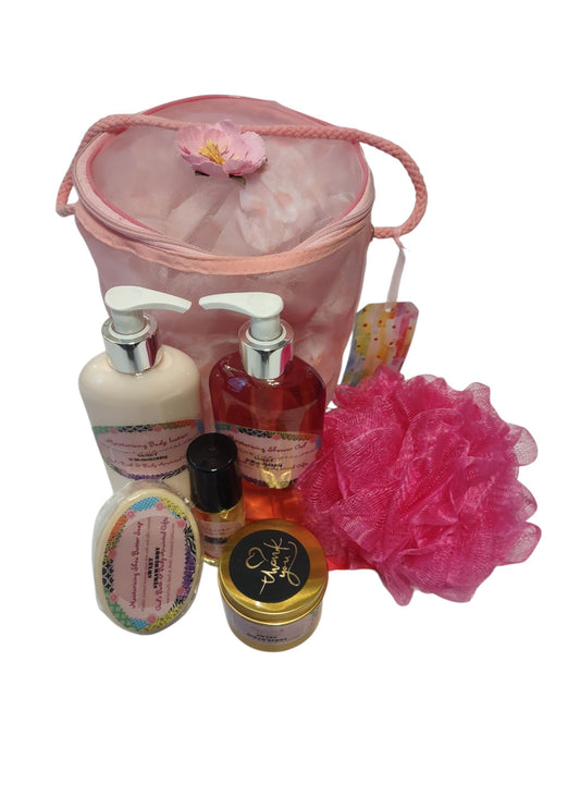 Sweet Strawberry Fragrance Hanging Crate Basket - 6 piece set