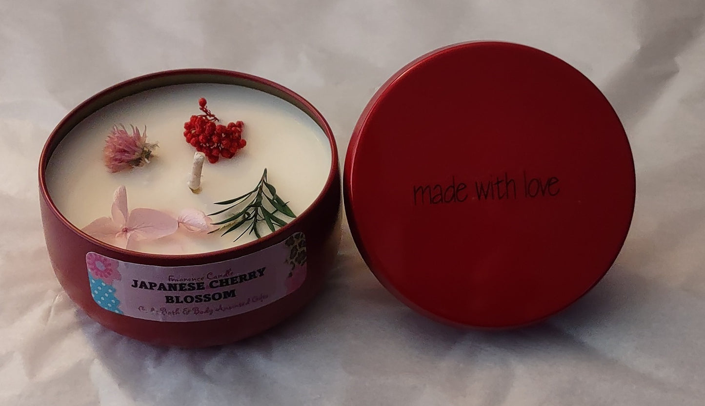 Japanese Cherry Blossom - 8oz metallic tin can with lid