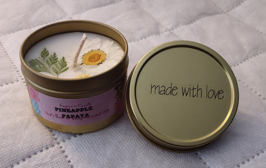 Pineapple Papaya - 4oz metallic tin can with lid