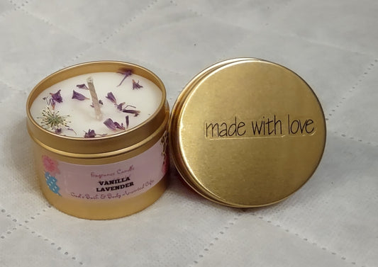 Vanilla Lavender -  4oz metallic tin can with lid