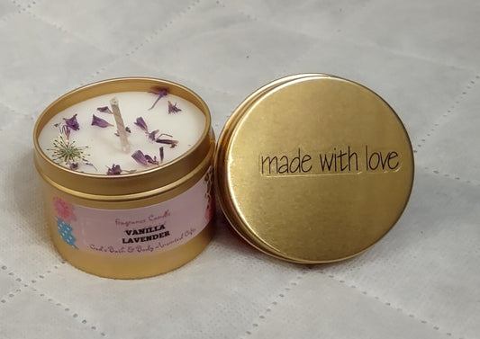 Vanilla Lavender - 4oz metallic tin can with lid