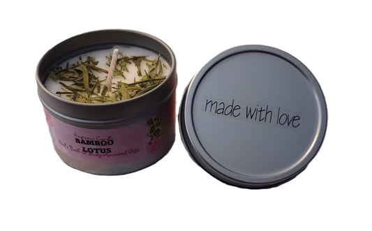 Bamboo Lotus - 4oz metallic tin can with lid