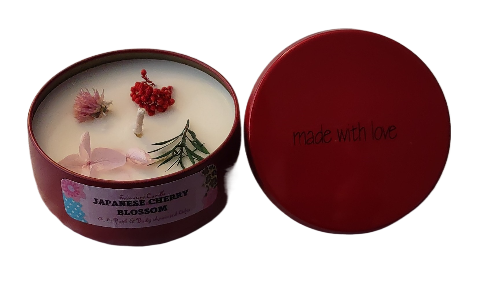 Japanese Cherry Blossom - 8oz metallic tin can with lid
