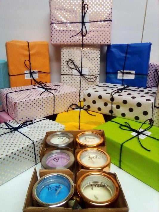 Six piece fragrance candle glass set