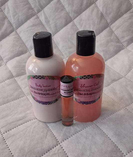 Japanese Cherry Blossom Moisturizing 3 piece bath set for women