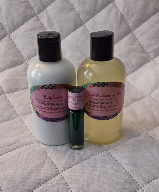 Polo Black Moisturizing 3 Piece Bath Set for men - our impression.