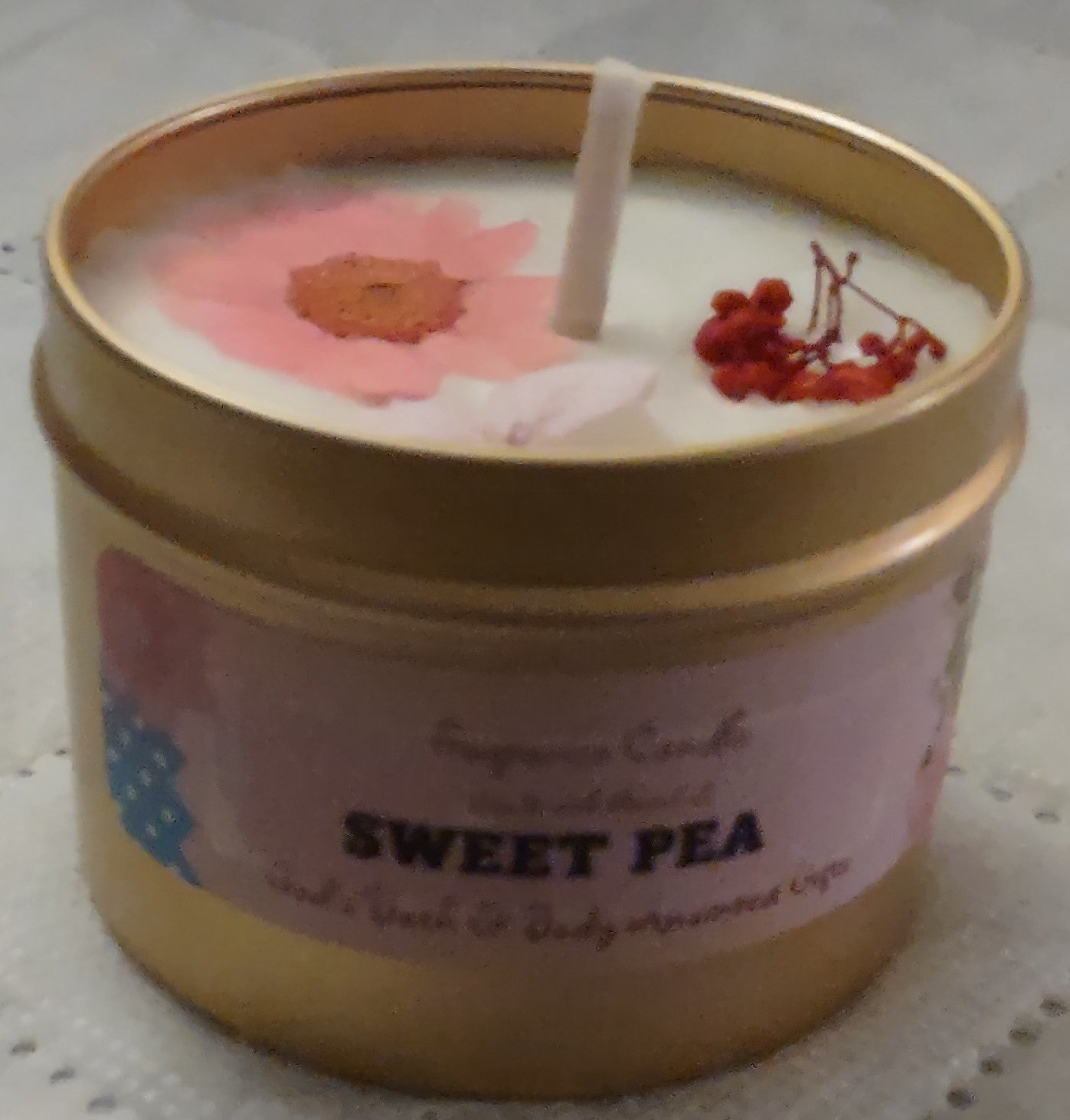 Sweet Pea - 4oz metallic tin can with lid