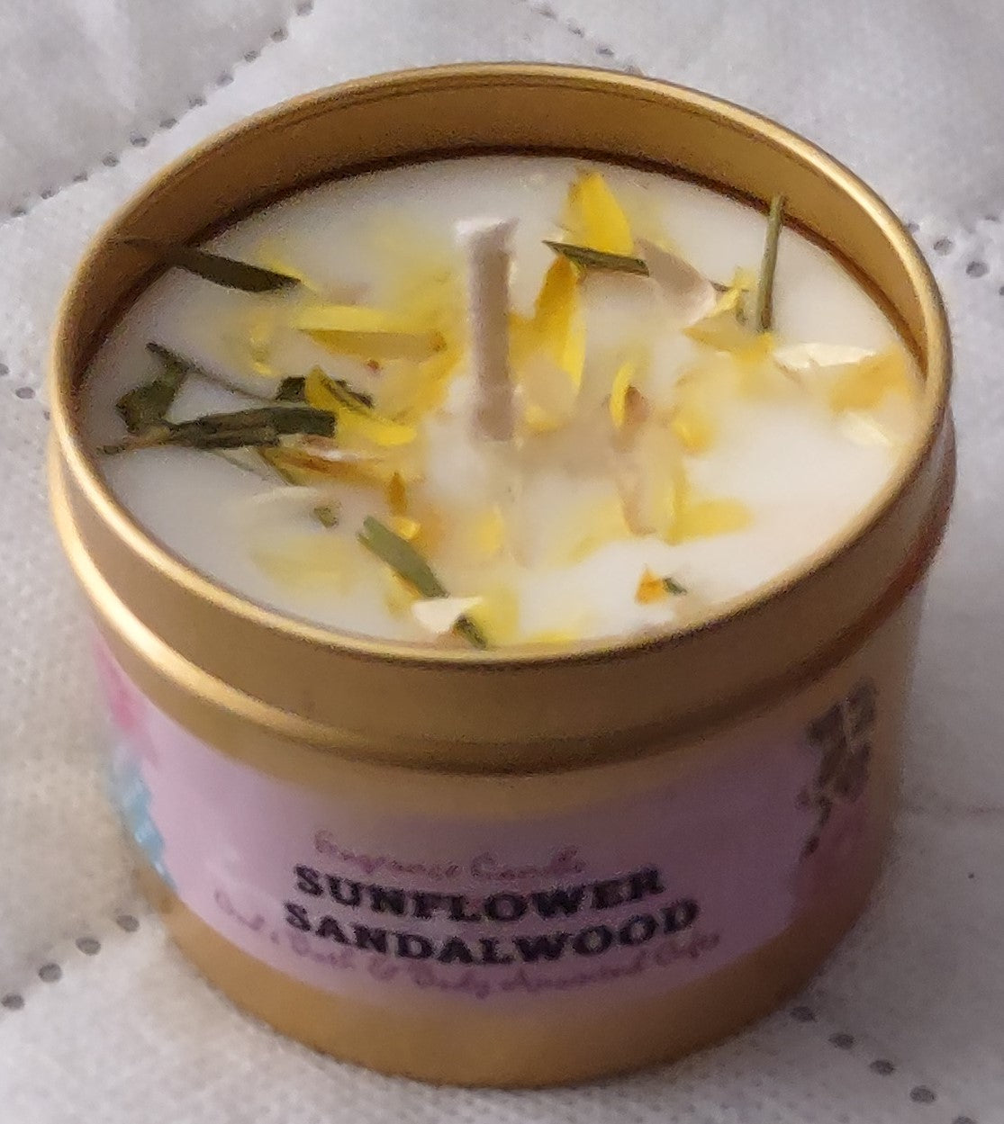 Sunflower Sandalwood - 4oz metallic tin can with lid